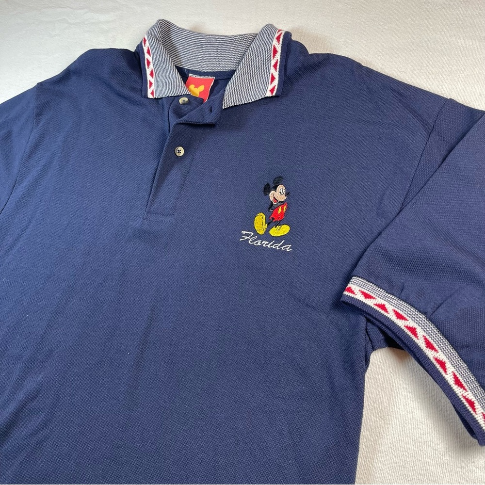 Vintage Florida Mickey Classic Navy Polo Shirt with Embroidered Character Motif